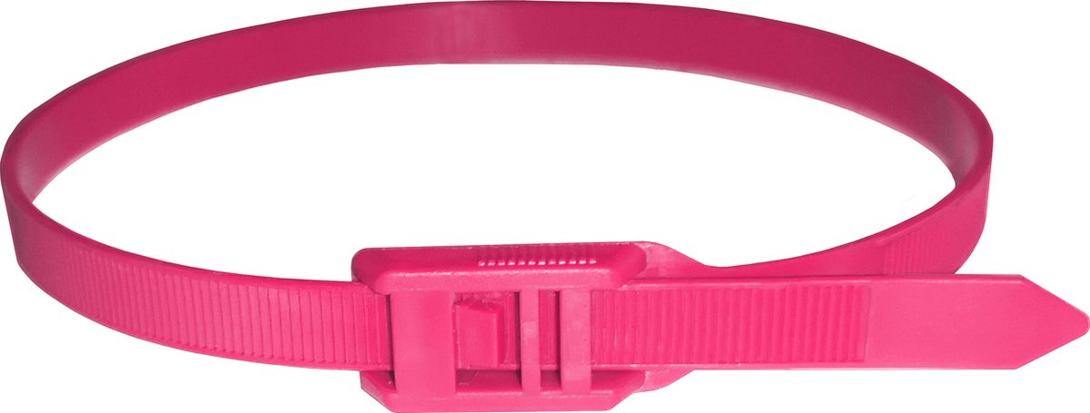 Kortpack - Flat head Tyraps - 400mm x 9.0mm - Roze - 100 Stuks - Kabelbinders met platte kop - Geen scherpe randen - (099.0991)