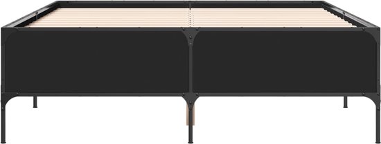 vidaXL - Bedframe - bewerkt - hout - metaal - zwart - 140x200 - cm