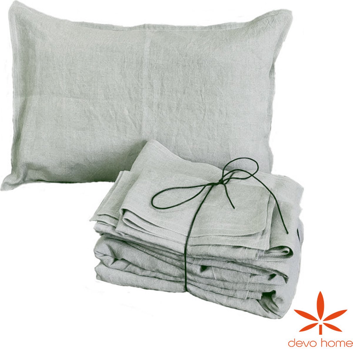 DevoHome 3-delige beddengoedset - Hennep beddengoed van 100% hennep - dekbedovertrek 200 x 200 cm + 2x kussensloop 50 x 70 cm -Biologisch & ecologisch - Hypoallergeen