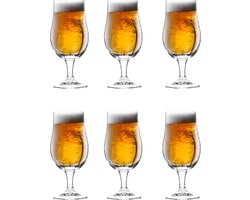 Excellent Houseware Bierglazen op voet - 12x stuks - glas - 370 ml - speciaal bier - bierglas