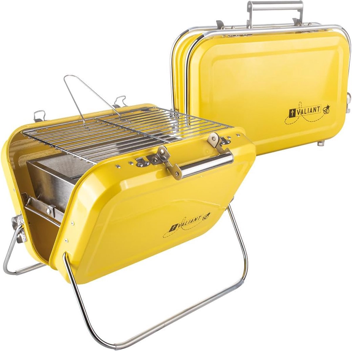 Portable BBQ - Draagbare Opvouwbare Picknick en Camping Barbecue - Geel - Roestvrij Staal - Perfect voor Buiten en Strand