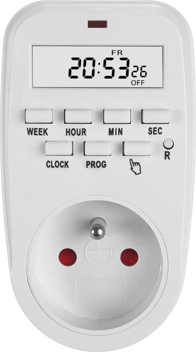GreenBlue - Tijdschakelaar - Timer Schakelaar / digitale schakelklok - Type E - schakelklok - max. belasting 16A, IP20, GB362 E