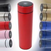 Smart Thermoskan Glossy Red - Met thee kruiden houder - Rode luxe thermos kan - RVS - Met ingebouwde temperatuurmeter - Luxe thermos container rood - Voor koffie, thee en andere warme dranken