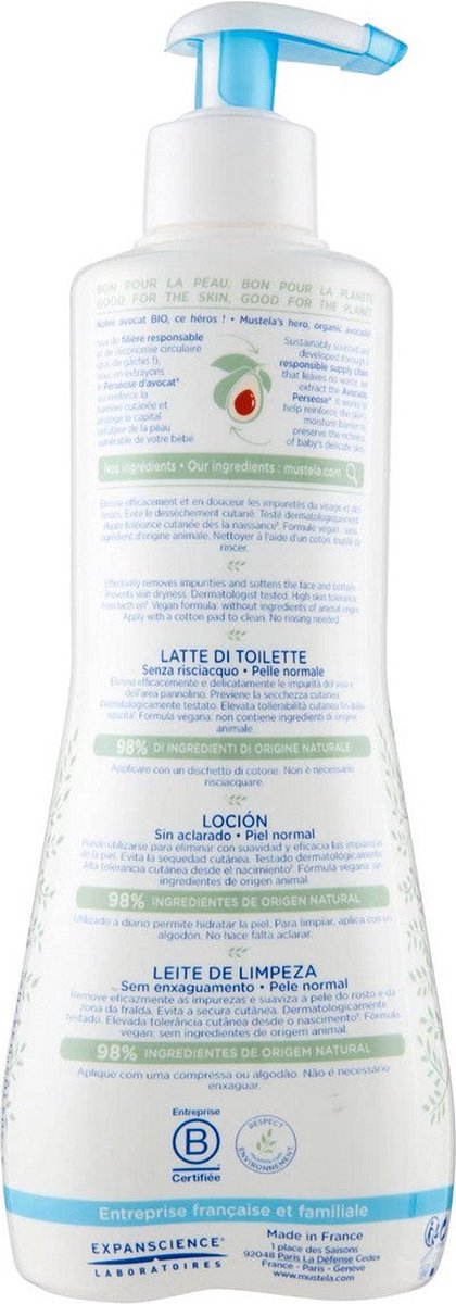 Mustela peau normal Toiletmelk zonder spoelen 500ml van Mustela — afbeelding 3