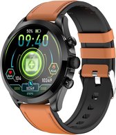 GlucoMeter - Glucosemeter - ECG Hartslagmeter - Bloedsuiker horloge - Diabetes meter - Glucose Revolutie - Bloedsuikermeter - Smartwatch - Glucose meter zonder prikken - Bruine leren band