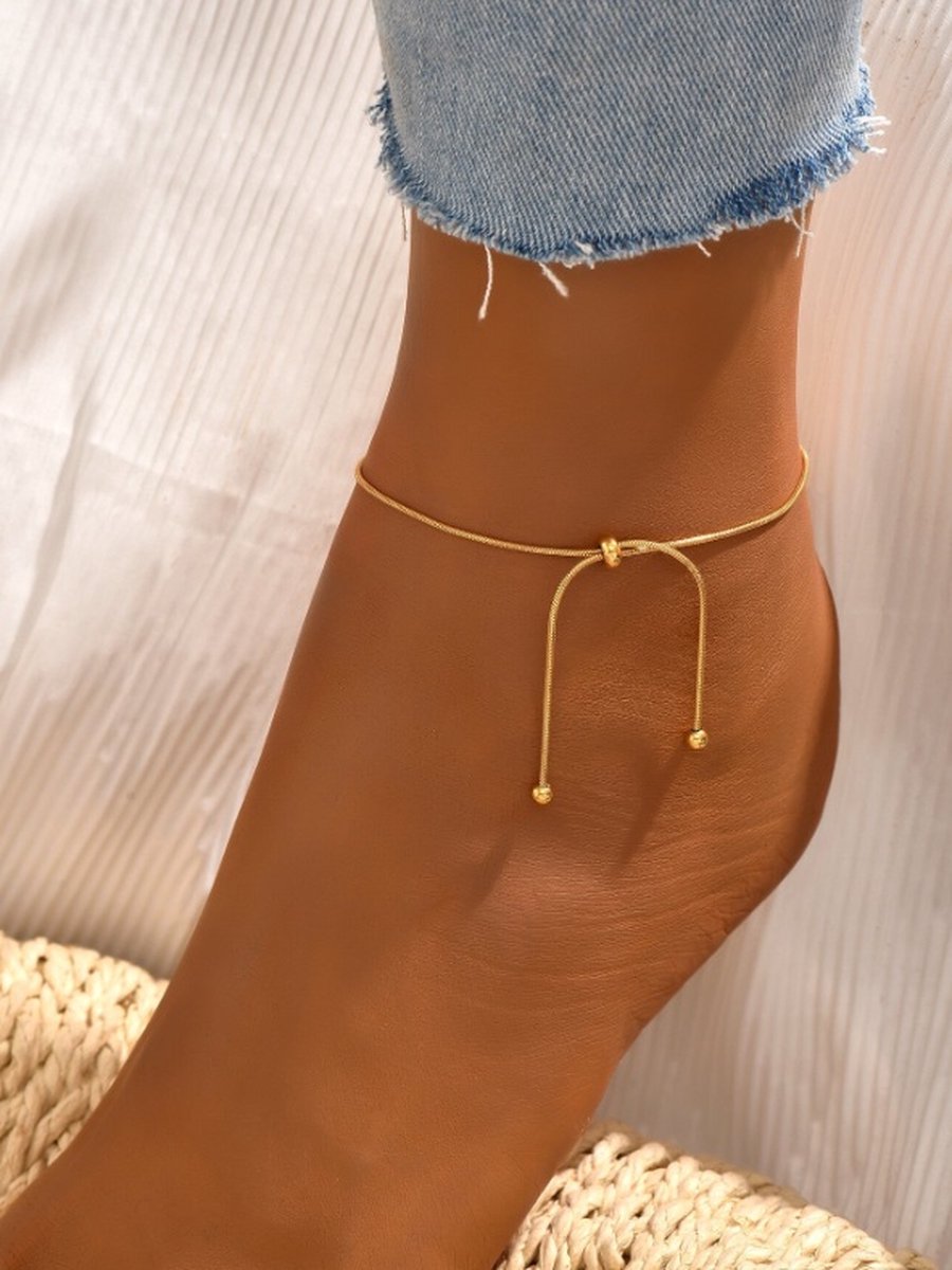 Enkelsieraad - stainless steel - enkelbandje - enkelband - anklet bracelet - minimalistisch dubbel enkelbandje - enkelbandje met kralen - trendy enkelbandje - enkelbandje man - enkelbandje vrouw - moederdag - moederdag cadeautje