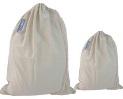 Bluvardi katoenen waszakken set van 2 stuks - heavy duty - licht beigegroen