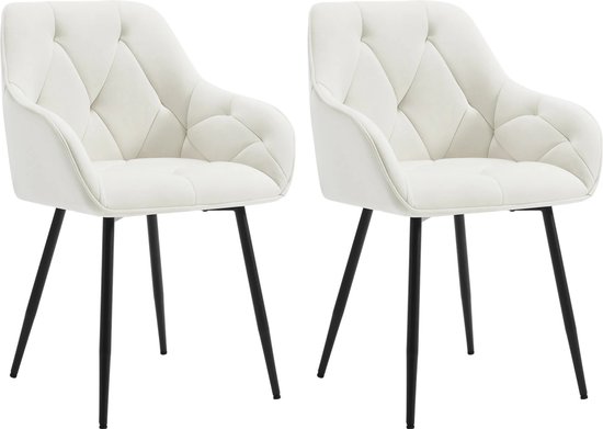 Set van 2 Stoelen - Luxe Eetkamerstoel - Eetkamerstoelen - 2 stoelen - Moderne look - Wit