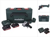 Metabo W 18 L BL 9-125 accu haakse slijper 18 V 125 mm borstelloos + 2x accu 4.0 Ah + lader + metaBOX ( 602374510 )