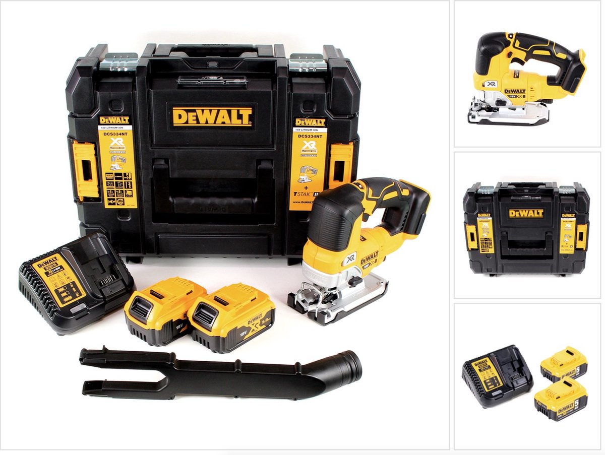 DeWalt DCS 334 P2 accu pendelzaag 18V borstelloos + 2x accu 5,0Ah + oplader + TSTAK