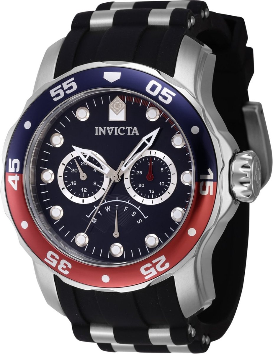 Invicta Pro Diver 46968 Heren Horloge - Waterdicht - Analoog - Quartz Uurwerk - Roestvrij Staal met blauwe Wijzerplaat -48mm