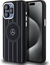 Mercedes-Benz Silicone Stripes Pattern Back Case (MagSafe Compatible) - Geschikt voor Apple iPhone 15 Pro (6.1") - Zwart