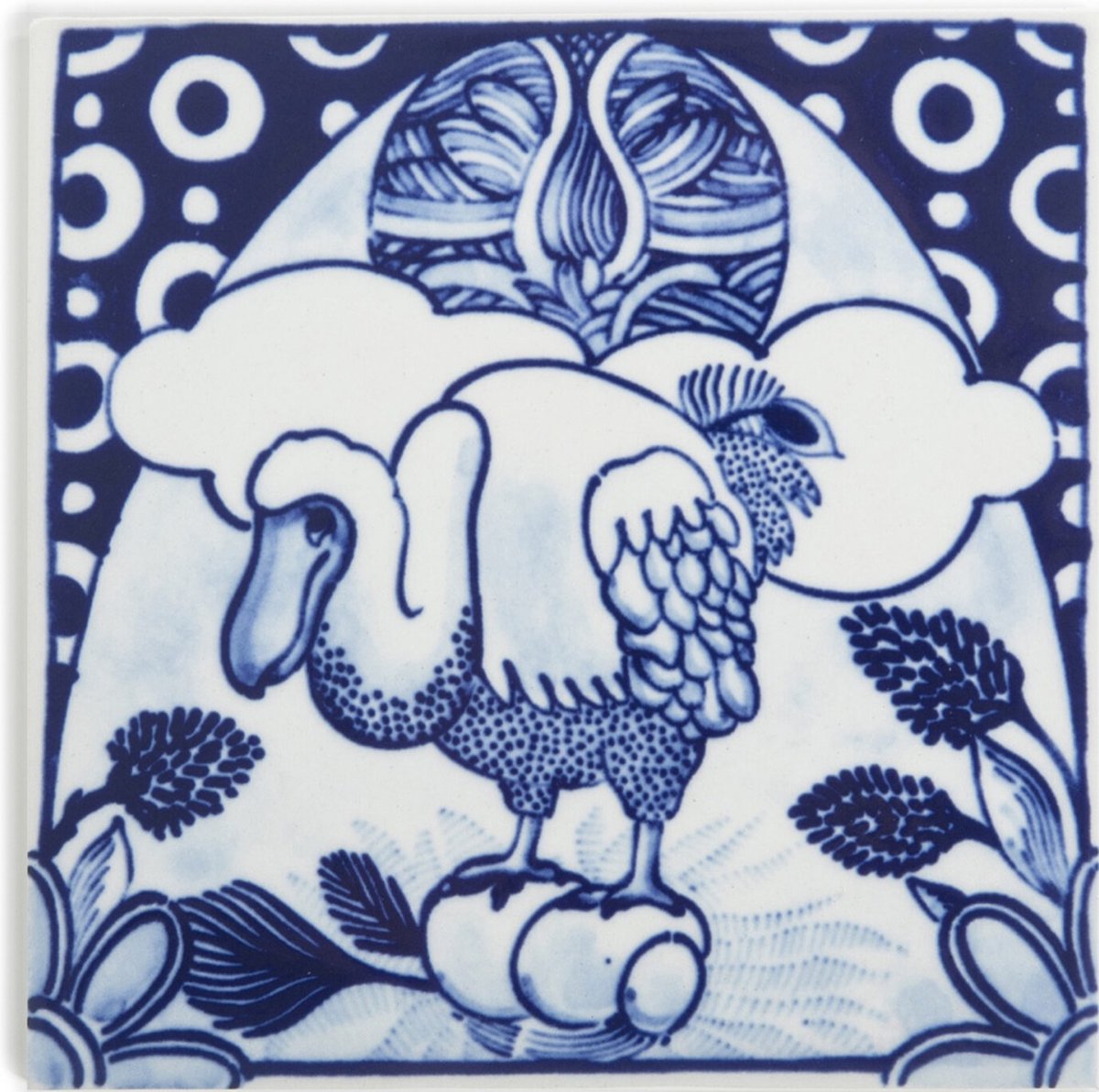 Moooi x Royal Delft tegel Extinct Animals - Dodo Pavone