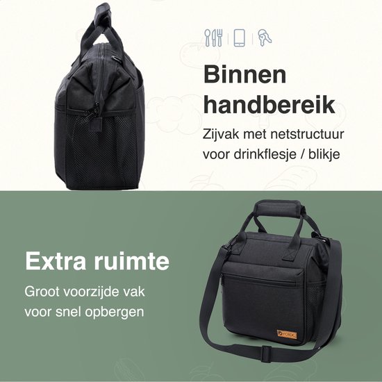 ForDig Koeltas - Lunchtas Volwassenen - 4 laags geïsoleerd - 8 Liter - Zwart van Ford — afbeelding 2