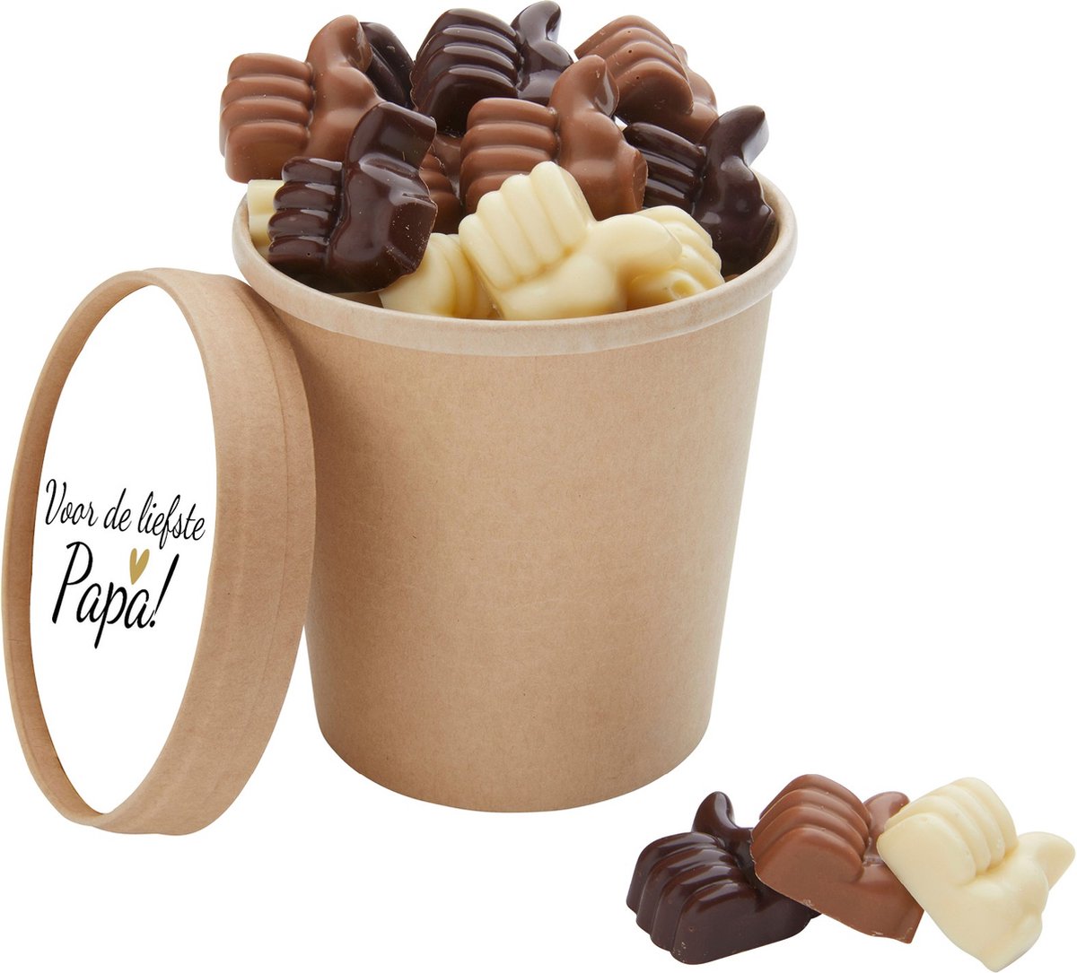 VADERDAG - PAPADAG Cadeau - Geschenk - Chocolade Duimpjes Bio Snoepbeker XXL - Kado - Geschenk - Liefste Papa