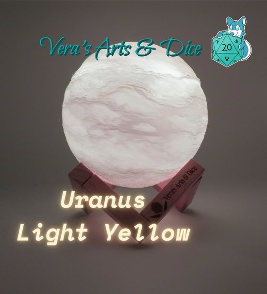 Uranus Lamp - Vera's Arts & Dice - 16 Verschillende Kleuren - Planeet Lampen - LED Lamp - Oplaadbaar Dimbaar Stroboscoop Effect Mogelijk Aanraak Gevoelig Afstandsbediening - 3D Print Handmade - Lampen Sfeerverlichting - Slaapkamer Woonkamer van Vera's Arts & Dice — afbeelding 5