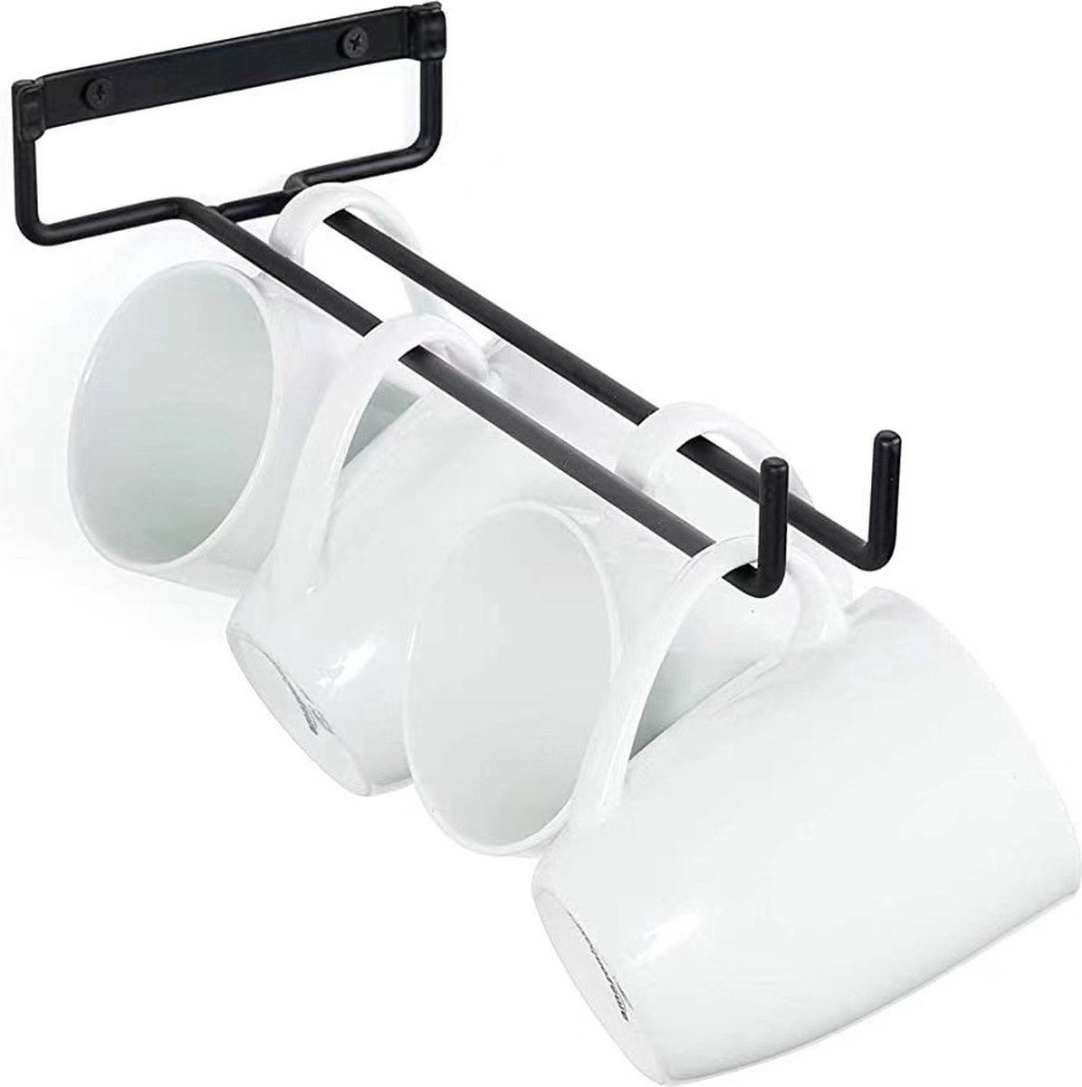 Wijnglazenhouder - 4 stuks - Wijnglazenrek - Ophangrek Wijnglazen - Glazenrek - aan de muur - Wijnrek 4 Flessen - Wijn Accessoires - Wijnrek Hangend - voor Muur en Wand - Wijnrek Hangend van Metaal — cadeau in Wonen & Interieur - foto 5