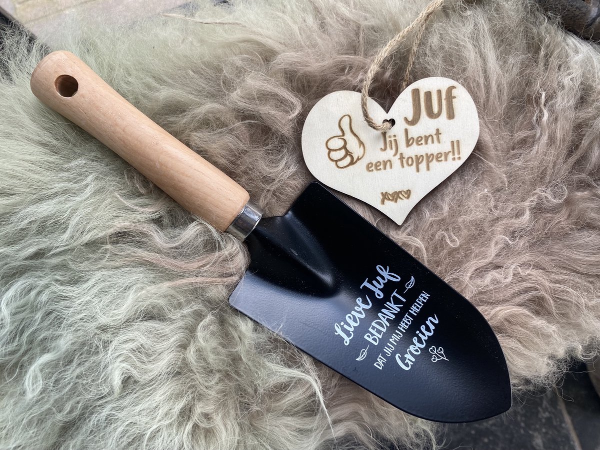 Creaties van Hier - Tuinschep - met houten hartje juf - bedankt juf - bedankt cadeautje - cadeau juf