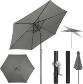 BukkitBow - Parasol - Résistant aux UV - Parasol de plage - Pliable à 45° - avec manivelle - Hexagonal - 300 cm ( Grijs foncé)