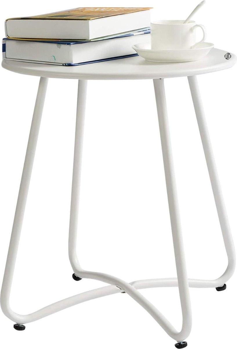Equivera Bijzettafel Buiten - Bijzettafel Tuin - Salontafel Buiten - Salontafel Tuin - Koffietafel Buiten - Voor Binnen en Buiten - Must Have Voor Jouw Tuin! Wit