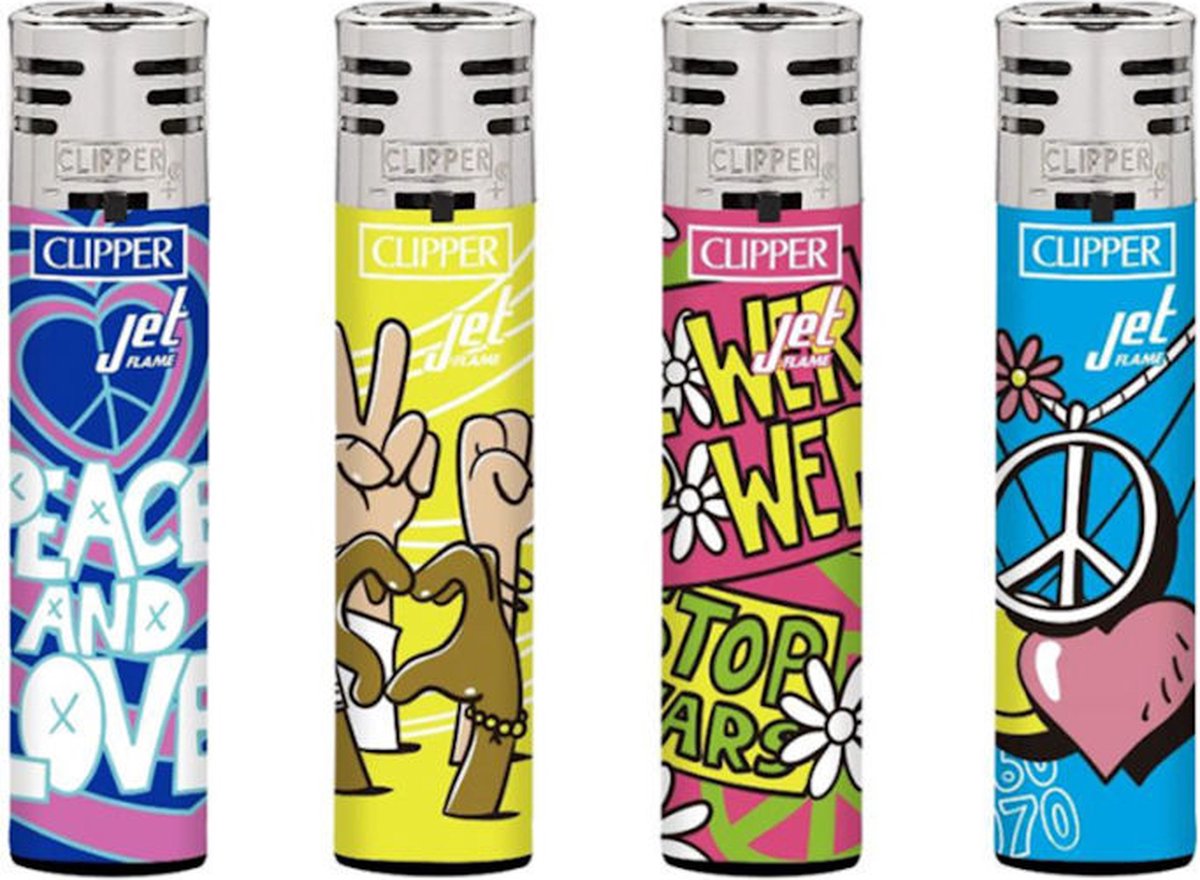 Goedkoopste Clipper JetFlame CKJ11 Aanstekers Hippie Mix (4 Stuks