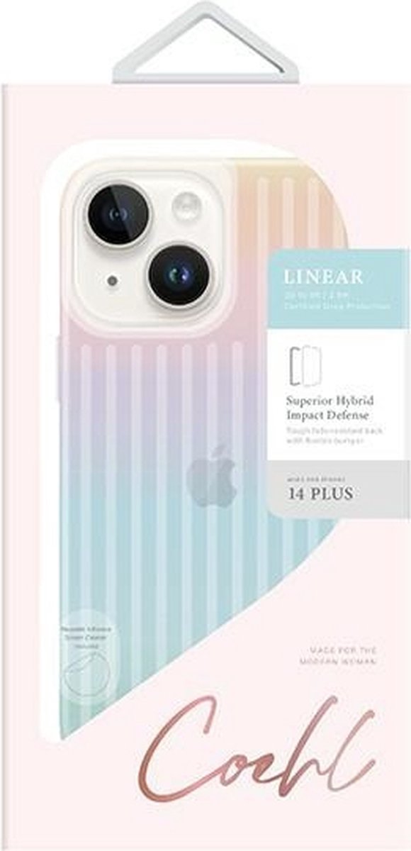 UNIQ Coehl Linear Back Cover hoesje voor Apple iPhone 15 Plus/14 Plus - Opaal/Glanzend