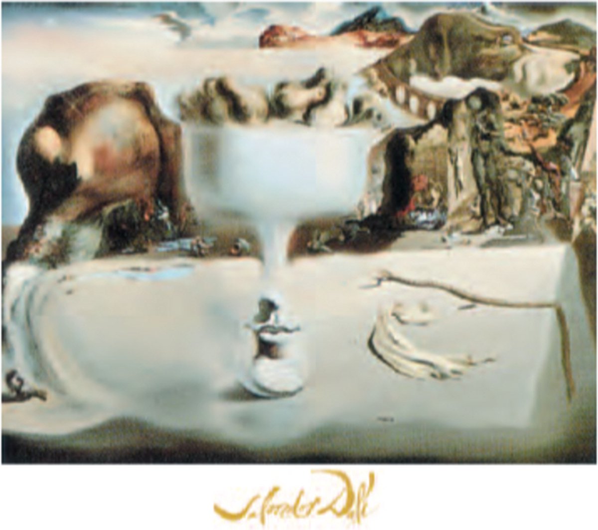 Salvador Dalí - Verschijning van een gezicht en een bord fruit op het strand - Kunstposter - 40x50 cm