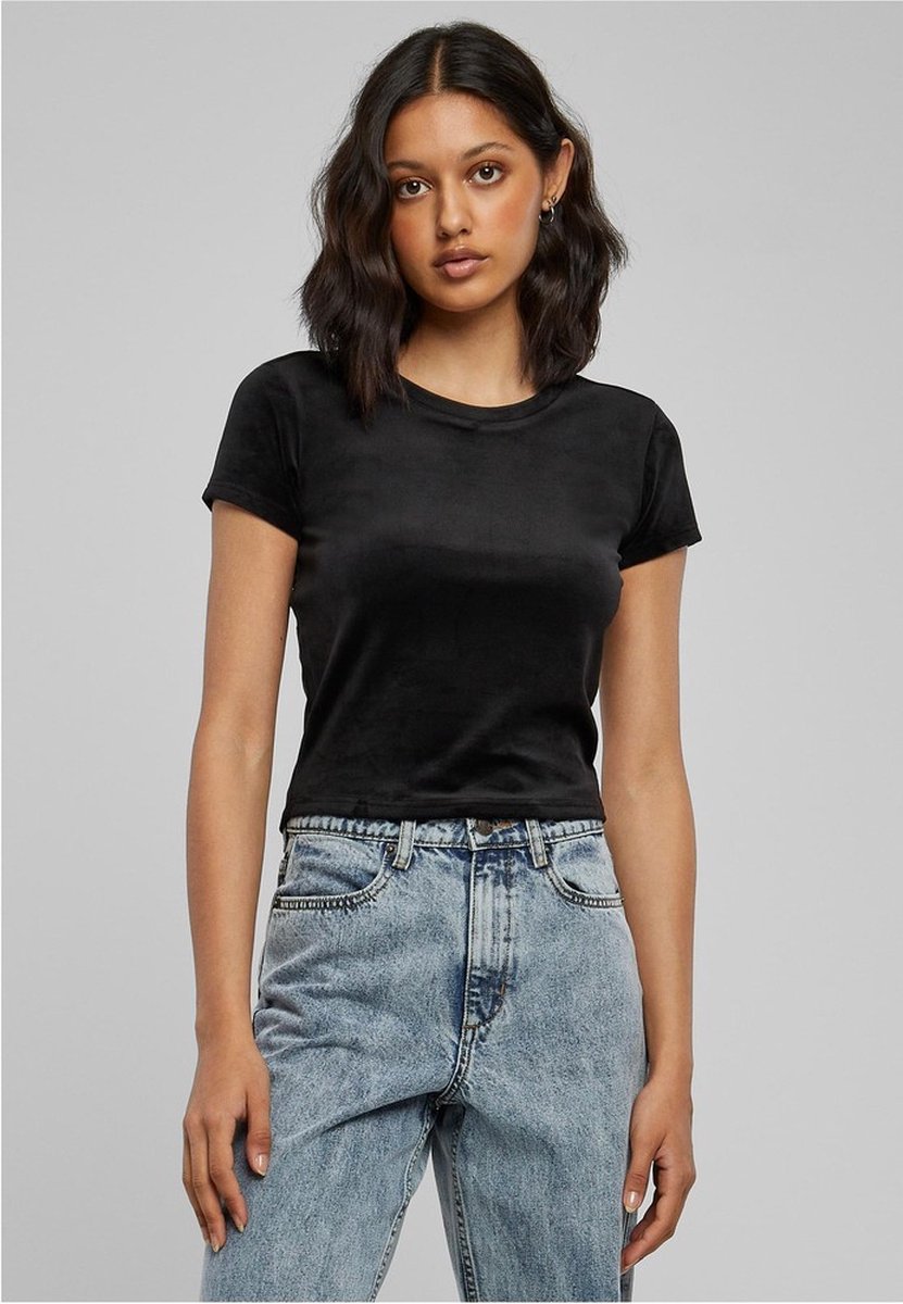 Urban Classics Short Velvet tee Top XS Zwart