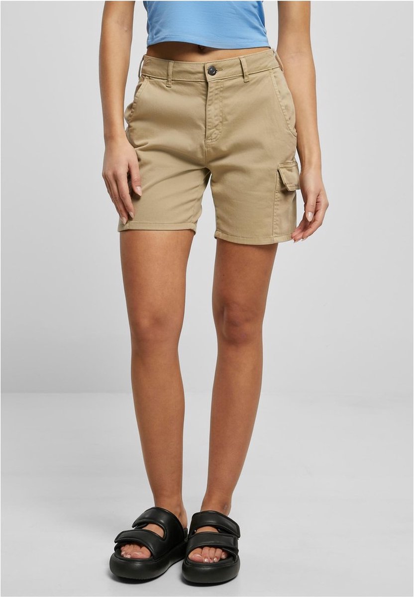 Urban Classics High Waist Cargo Korte broek Taille 33 inch Beige