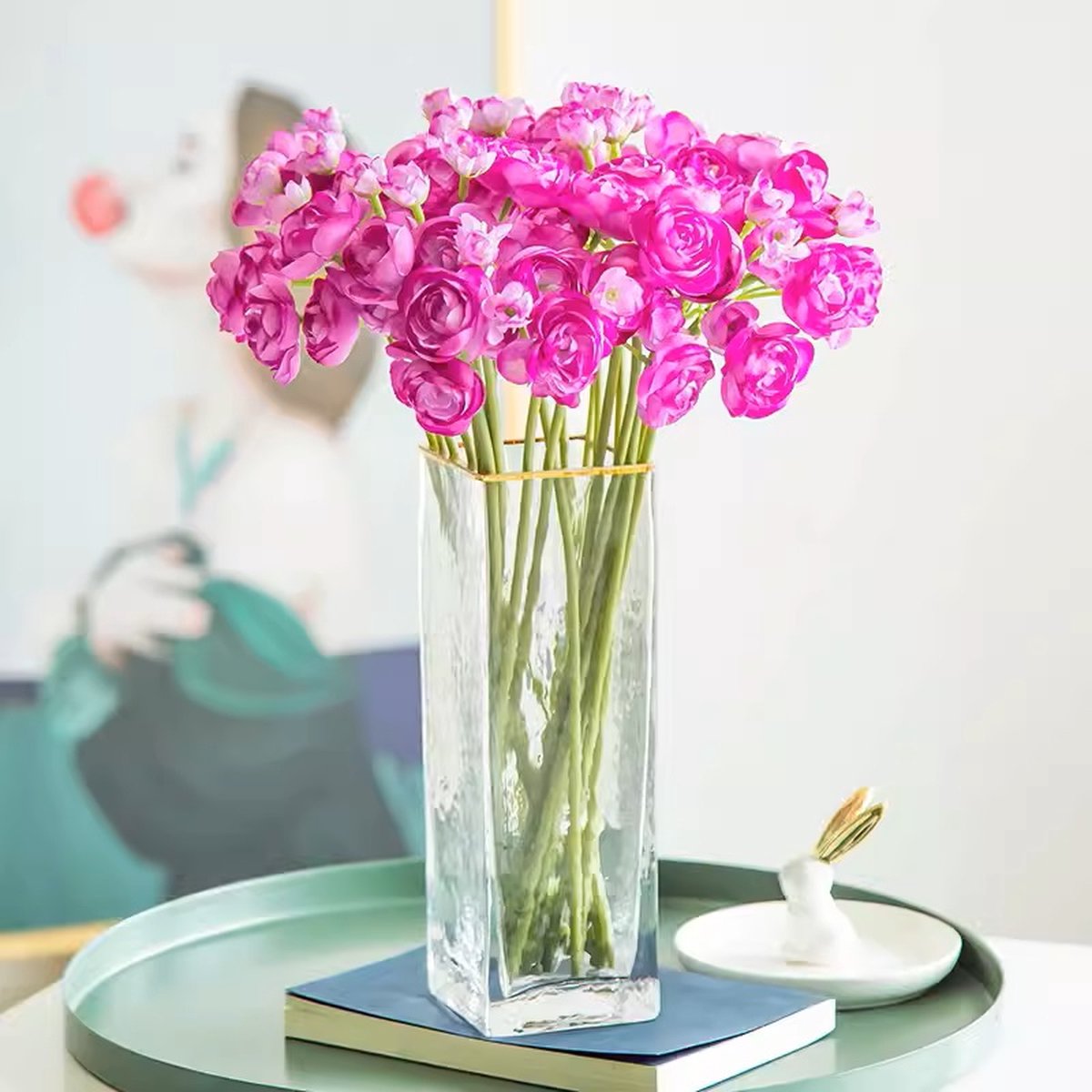 Zijden Boeket Kleine Camelia – 40cm hoog – 18 stelen - doe-het-zelf boeket – DIY – alle kunstbloemen los geleverd – Lente – multi color – Kunstbloemen - nep bloemen - nepbloemen - kunstplanten Paars