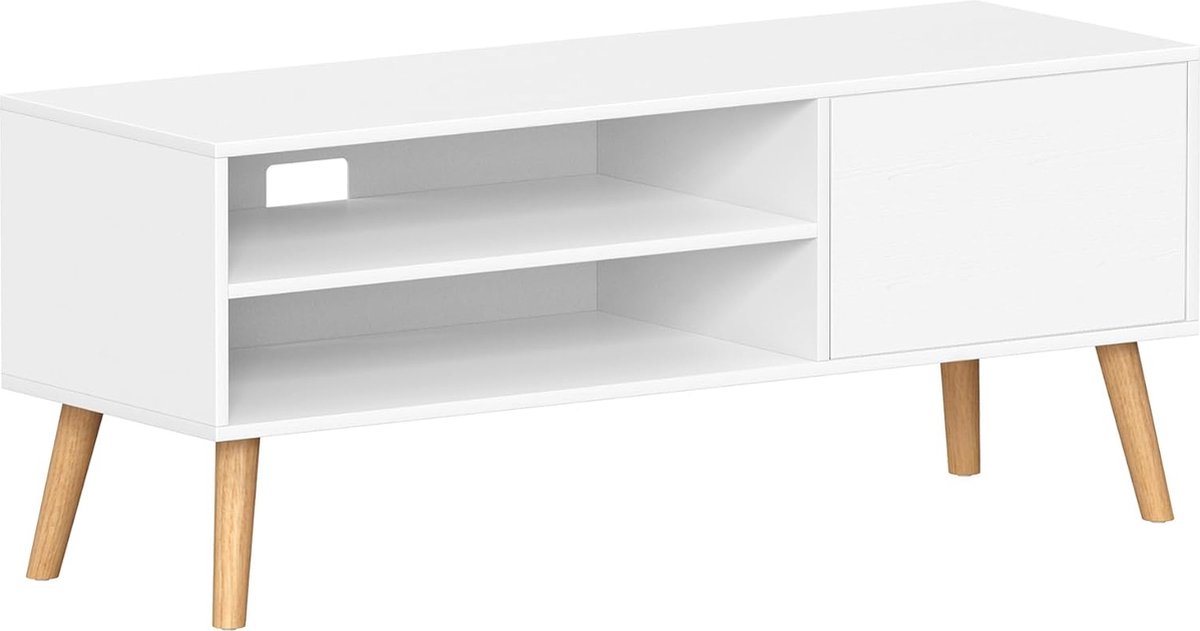 Hoppa! TV-kast lowboard tv-kast voor tv's tot 55 inch 120 cm lang tv-standaard voor woonkamer industrieel design wit LTV120T46