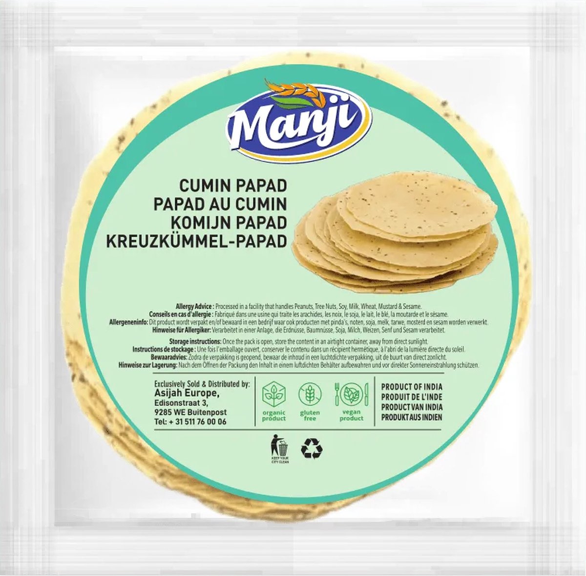 Goedkoopste Manji - Komijn Papad - Papadum - Appalam - 200 g