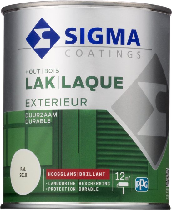 Foto: Sigma exterieur houtlak hoogglans ral 910 750 ml