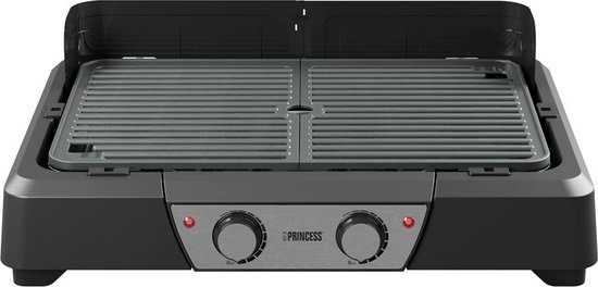 Elektrische Barbecue - Princess 112254 - Elektrische BBQ - Tafelgrill - 2 grillroosters - dubbele verwarmingszones met aparte thermostaten - afneembaar windscherm - 2000 watt