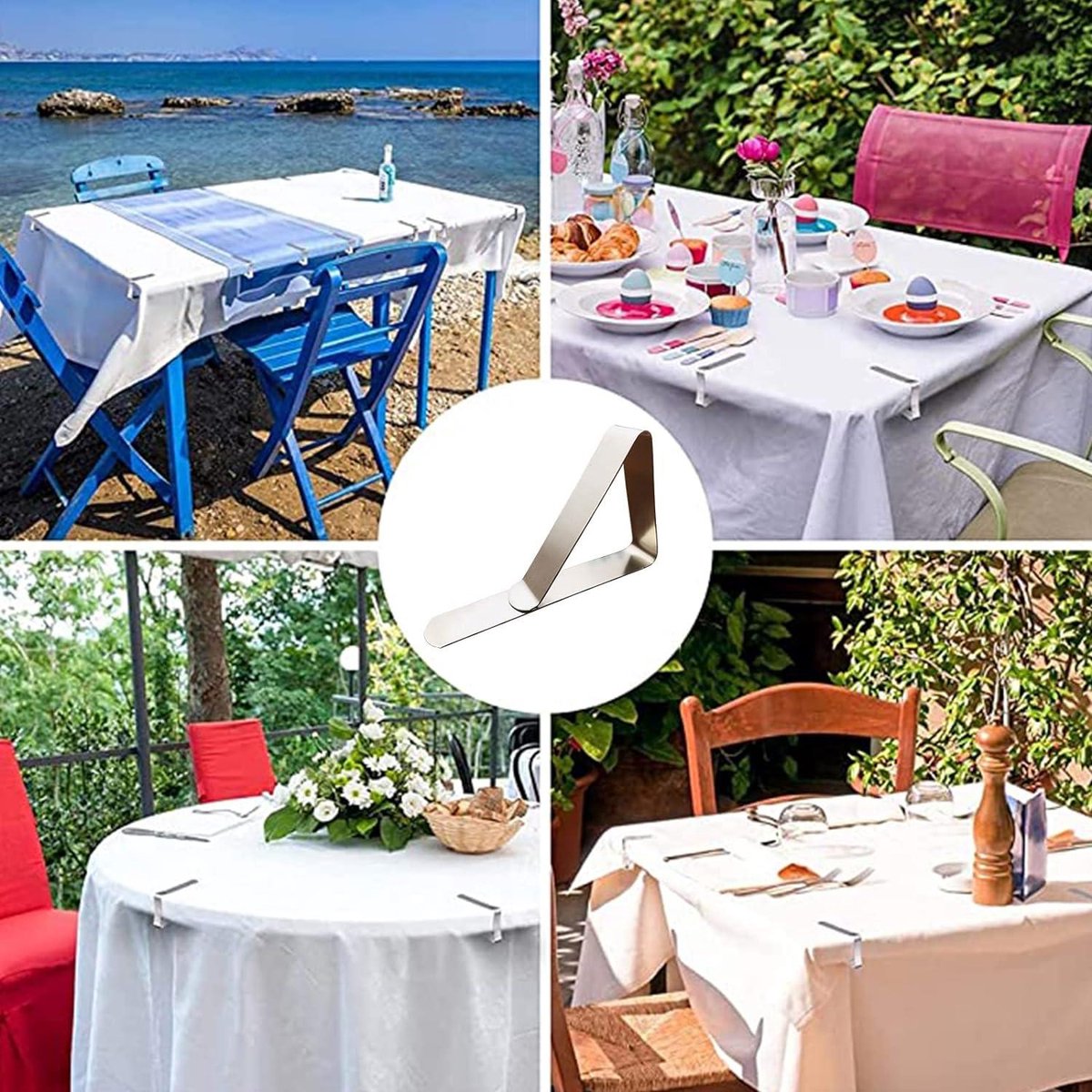 Lot De 12 Pinces à Nappe En Acier Inoxydable Pour Nappe De Pique-nique, Restaurant, Pique-nique, Chapiteau, Mariage, Fête De Remise De Diplôme - Convient Aux Tables Jusqu'à 4,3 Cm D'épaisseur