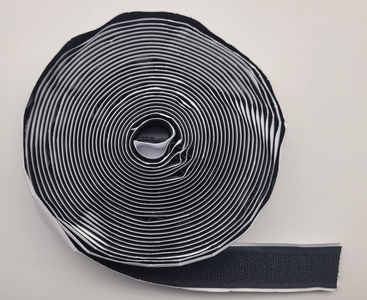 Ki-tec - Klittenband - Velcro - 1 x 7 Meter - Alleen Haakband - Zwart - Speciaal voor XL Vliegengordijnen - 20 mm Breed - Extra Sterk - Zelfklevend