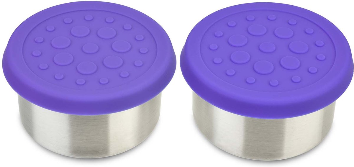 LunchBots - Dips 140ml - RVS Dip Containers met Siliconen Deksel (set van 2) - Paars
