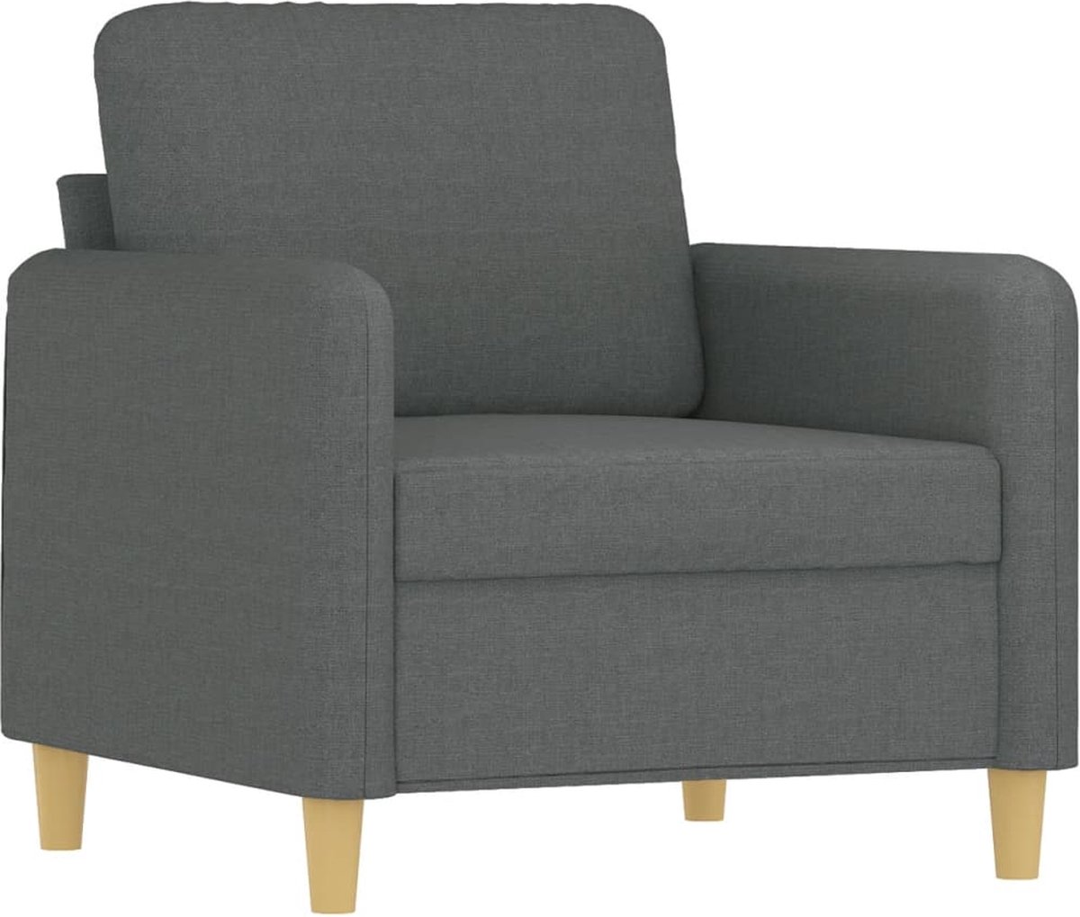 vidaXL Fauteuil - met - voetenbank - 60 - cm - stof - donkergrijs