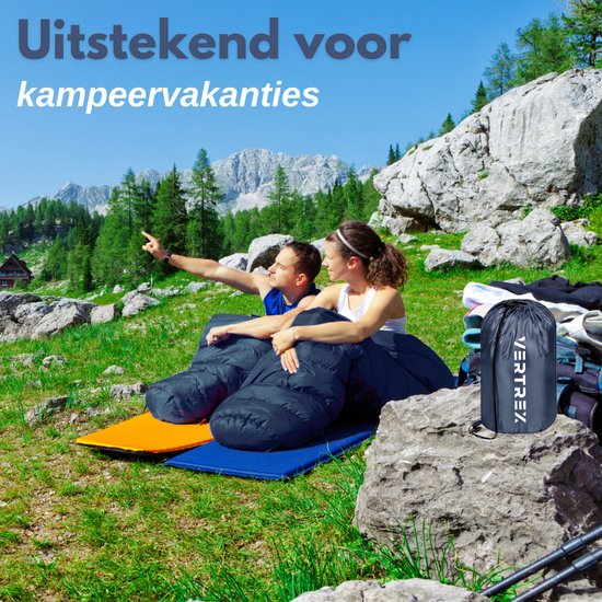Vertrex Tri-Season Adventure Mummy Slaapzak - Slaapzakken Volwassenen - Kamperen - Blauw - Noodpakket