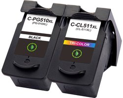 Inktkenners Inkt cartridges Geschikt voor Canon PG-510 / CL-511 - Multipack van 2 inktcartridges Geschikt voor Canon Pixma IP2700, MX330, MX340, MX350, MX360,…