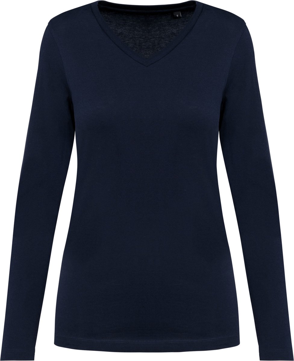 Kariban Premium Supima® dames-T-shirt V-hals lange mouwen PK307 - Deep Navy - XL