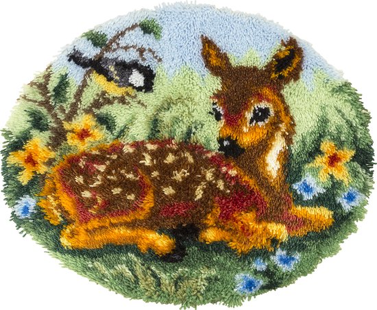 Panna - Knooppakket voor een zacht tapijt - Schattig hertje Bambi - Canvas - 20 steken per 10 cm - Voor volwassenen - KI-1883