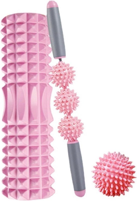 Pack Massage 3 En 1 : Rouleau + Barre + Balle En Mousse - Yoga, Sport, Récupération Musculaire