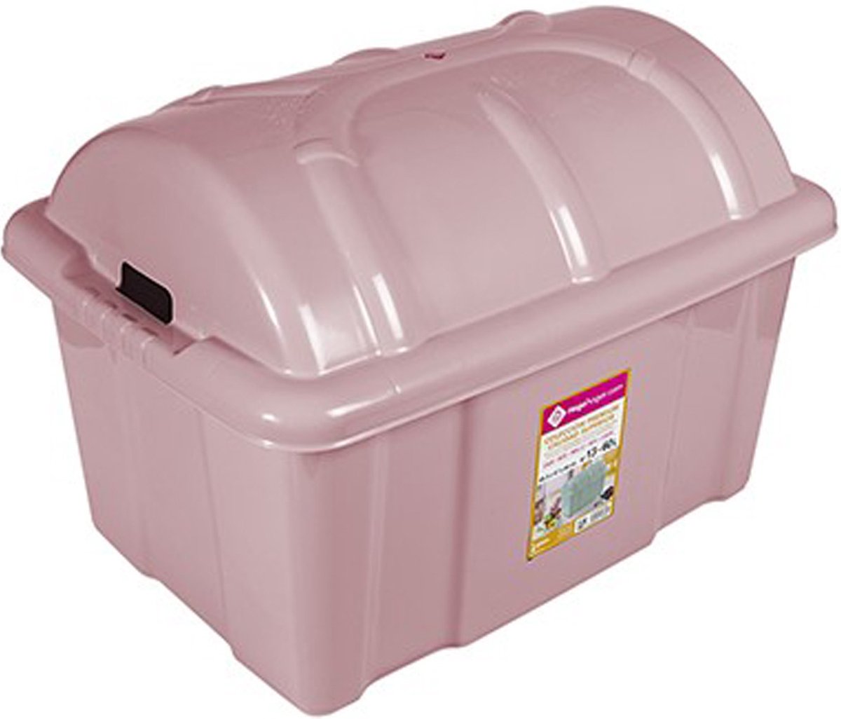 Hega Hogar grote speelgoed schatkist - 65 x 47 x 44 cm - 60 liter - kunststof - met deksel - roze - Opbergkisten