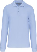 Herenpoloshirt met knopen en lange mouwen Sky Blue - 4XL