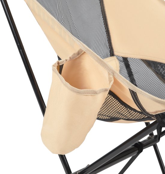VirtuFit Camping Stoel Compact - Strandstoel - Inclusief Draagtas - Geschikt voor Festivals, Campings & Stranden - Inclusief armsteunen - Eenvoudig Meenemen en Opzetten - Beige van Virtufit — afbeelding 3