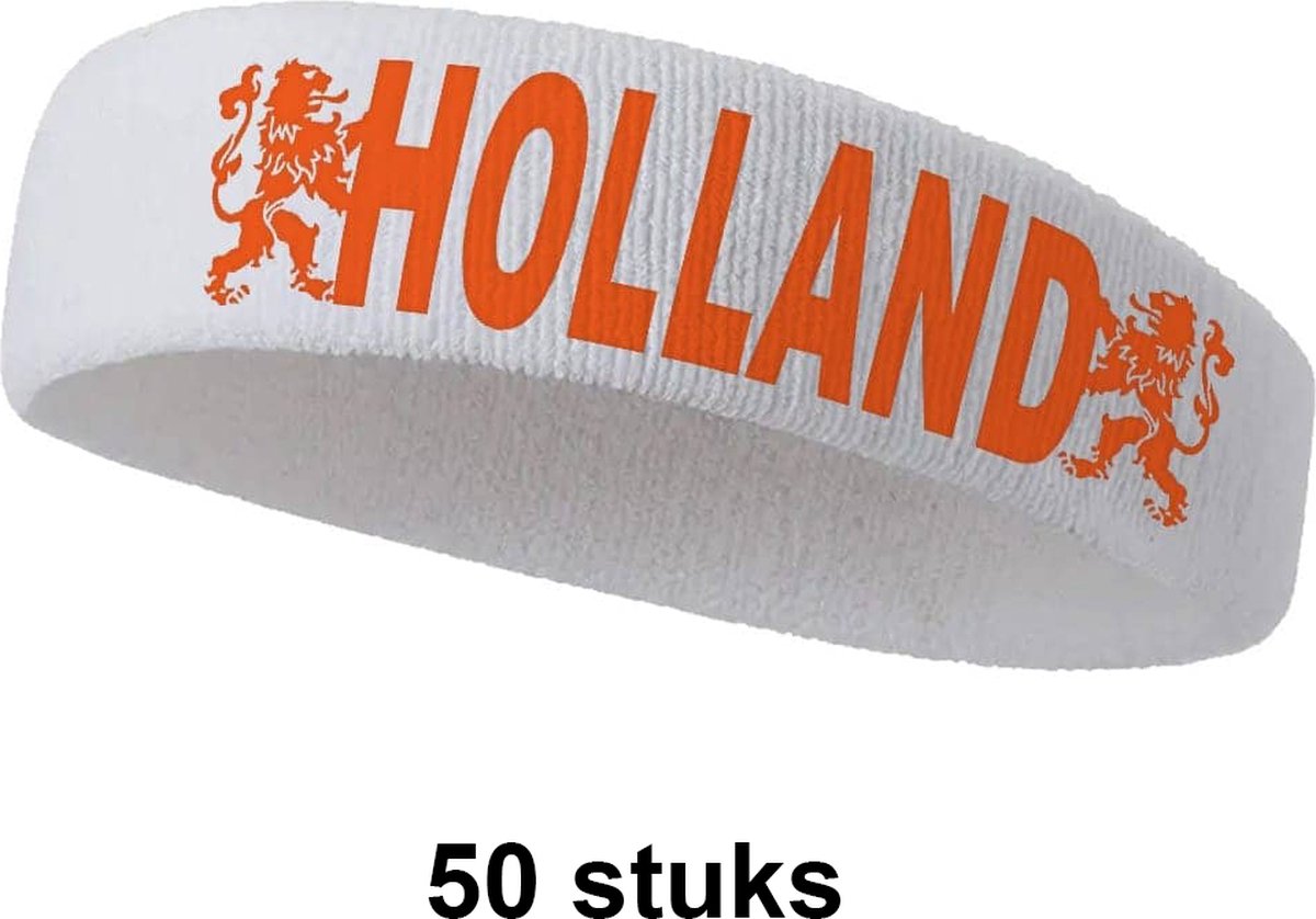 Zweetband - wit - 50 stuks – bedrukt - Europees kampioen - EK WK voetbal - Nederlands elftal