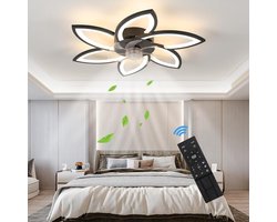 Goeco plafondlicht - 75cm - Groot - 54W - dimbare LED - plafondventilatorlicht - met afstandsbediening - voor woonkamer slaapkamer - zwart