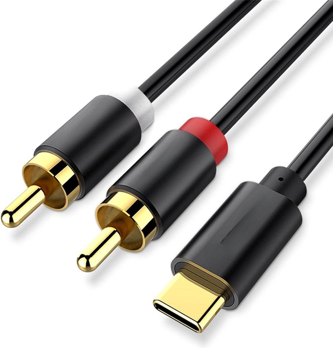 USB-C naar RCA Kabel met DAC Chip - USB C naar 2 RCA Audiokabel - 2 Tulp