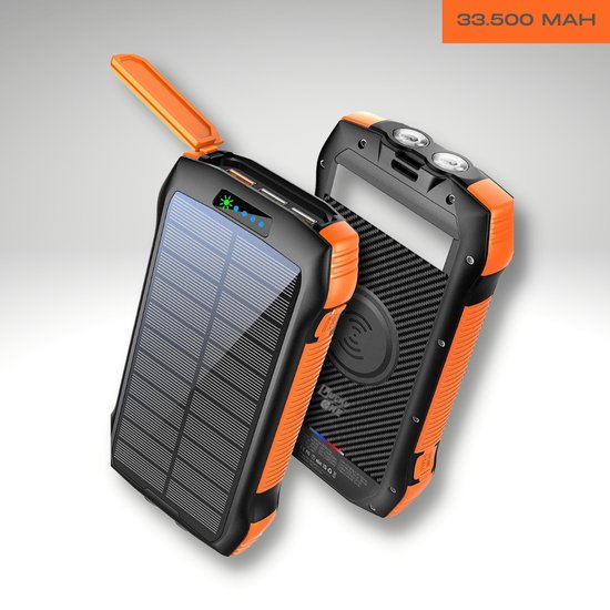 Lucky One solar powerbank 33500 mAh – oranje – fast wireless charging